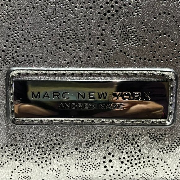 NWOT Mark New York Embelished Pattern Metalic Grey Satchel Bag - Picture 6 of 14